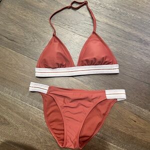 Xhilaration Burnt Orange Bikini M Elastic with Sparkly Stripes